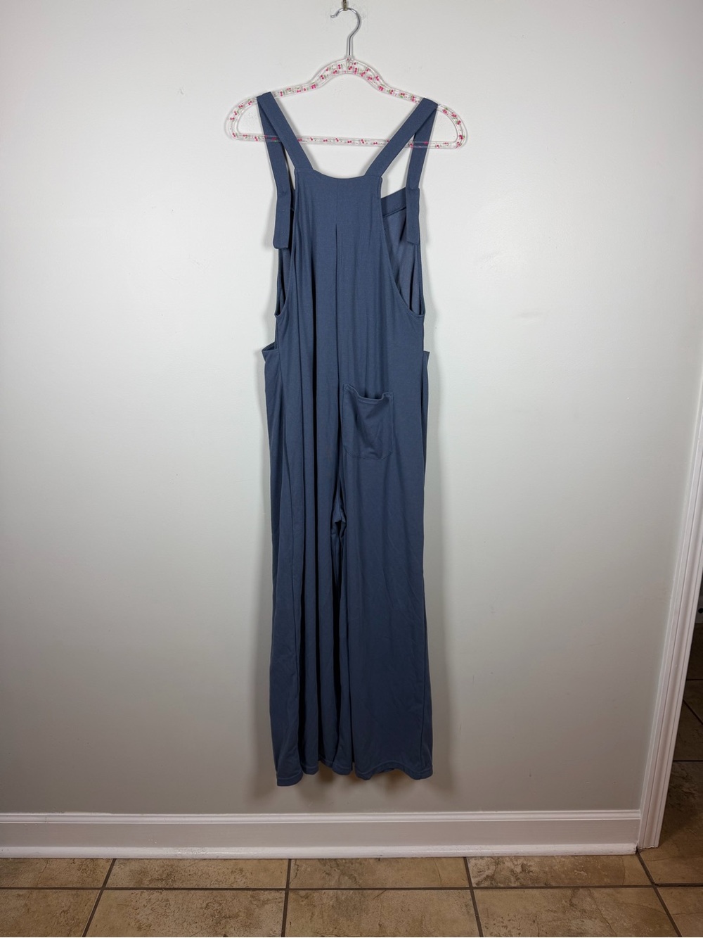 Halara Easy Breezy Wide Leg Overalls Blue Waffle Knit Jumpsuit Large 02682434 - Picture 11 of 13